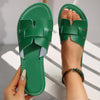 Women's Large-Size Open-Toe Hollow Flat Slip-On Sandals Comfortable Casual Beach & Outdoor Shoes