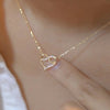 1pc Heart Pendant Necklace with Sparkling Rhinestones, Gold-Tone Chain — Romantic Women's Jewelry Gift