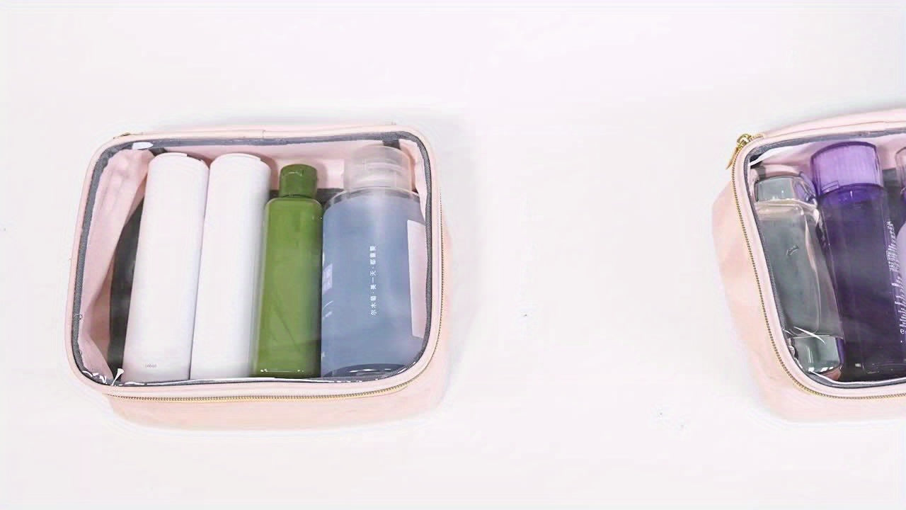 Large Travel Makeup Organizer Bag - 4 Removable Cases & Jewelry Roll, 13 in (33 cm) Pink Cosmetic Toiletry Case with Multiple Pockets