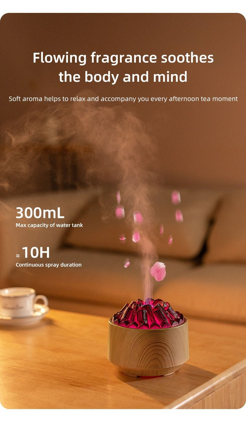 Campfire Desktop Humidifier & Aroma Diffuser — Soundwave Ultrasonic, Real Flame Effect, Dual Mist, Quiet USB Humidifier with LED Night Light & Auto Shut-Off (Black, Red, Purple, Green, Gold, Brown)