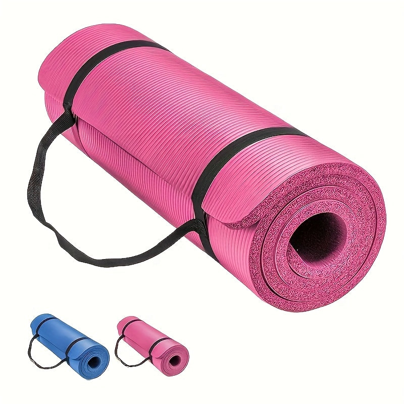 4mm High-Density EVA Yoga Mat with Carrying Strap – Lightweight Thick Cushioned Exercise Mat for Yoga, Pilates & Home Gym (Pink, Purple, Blue)