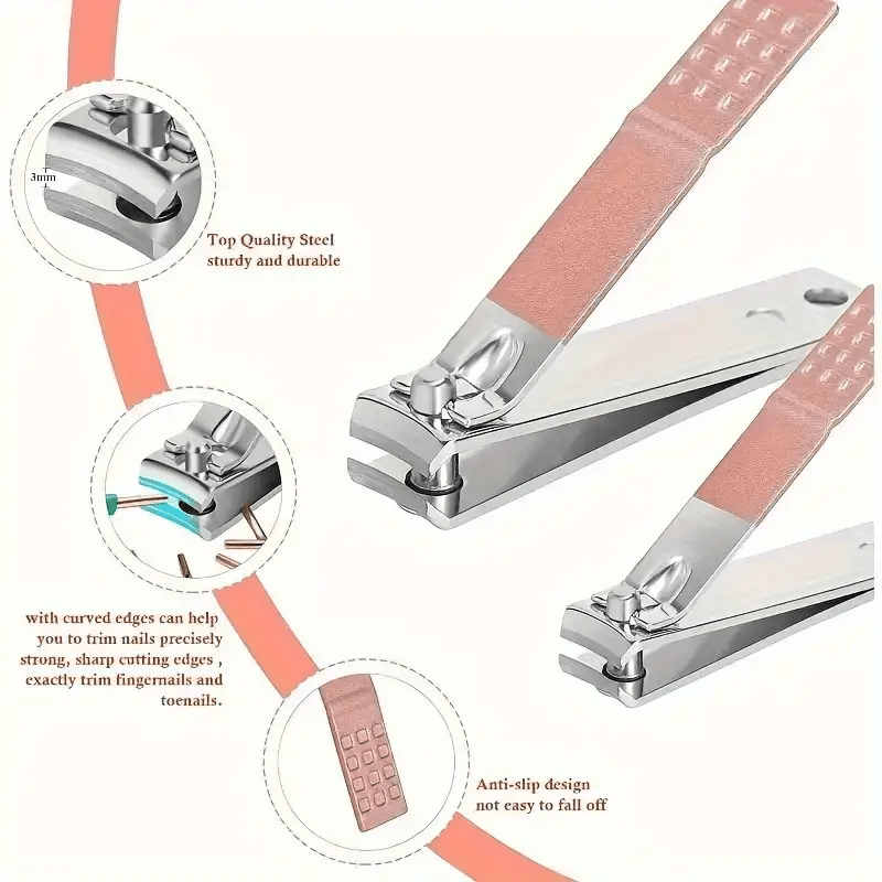 Professional Manicure & Pedicure Set — Stainless Steel Nail Clippers, Cuticle Tools, Ear Scoops & Foot Care Kit with Portable Storage Case — Home Spa Gift for Women