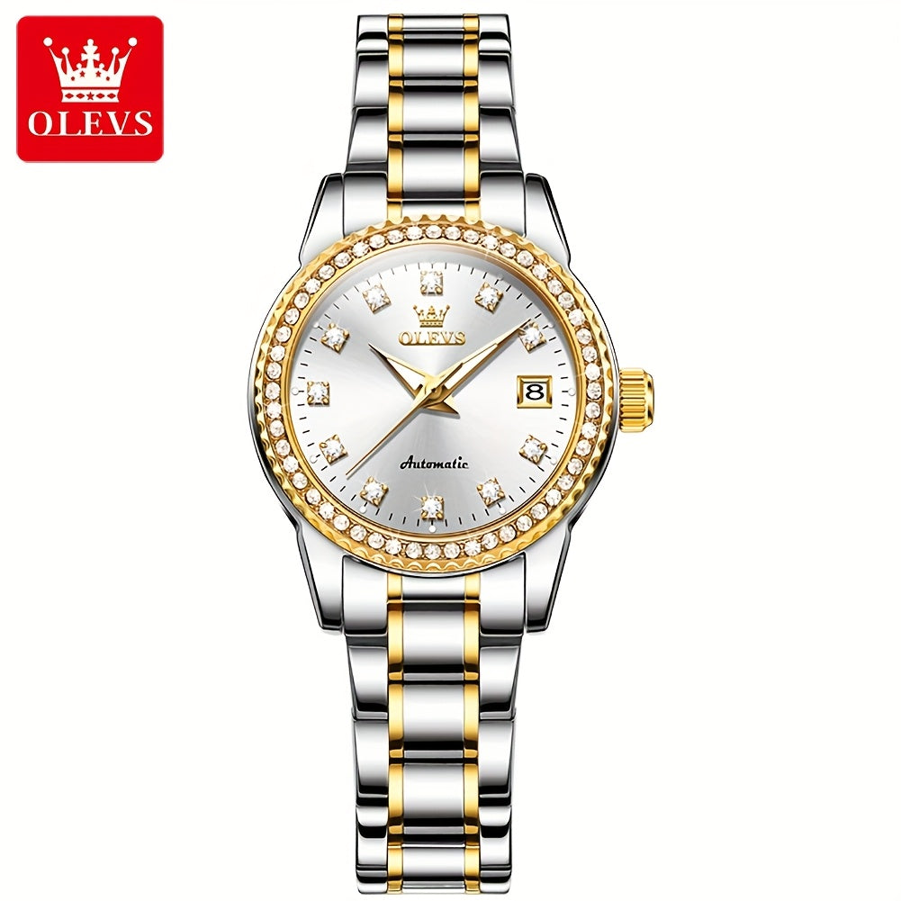 OLEVS Women's Automatic Mechanical Watch – Stainless Steel Luminous Analog Wristwatch, Elegant Fashion