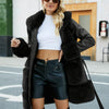 Women's Faux Fur-Lined PU Leather Jacket with Belt – Brown Casual Fall/Winter Coat with Front Pockets