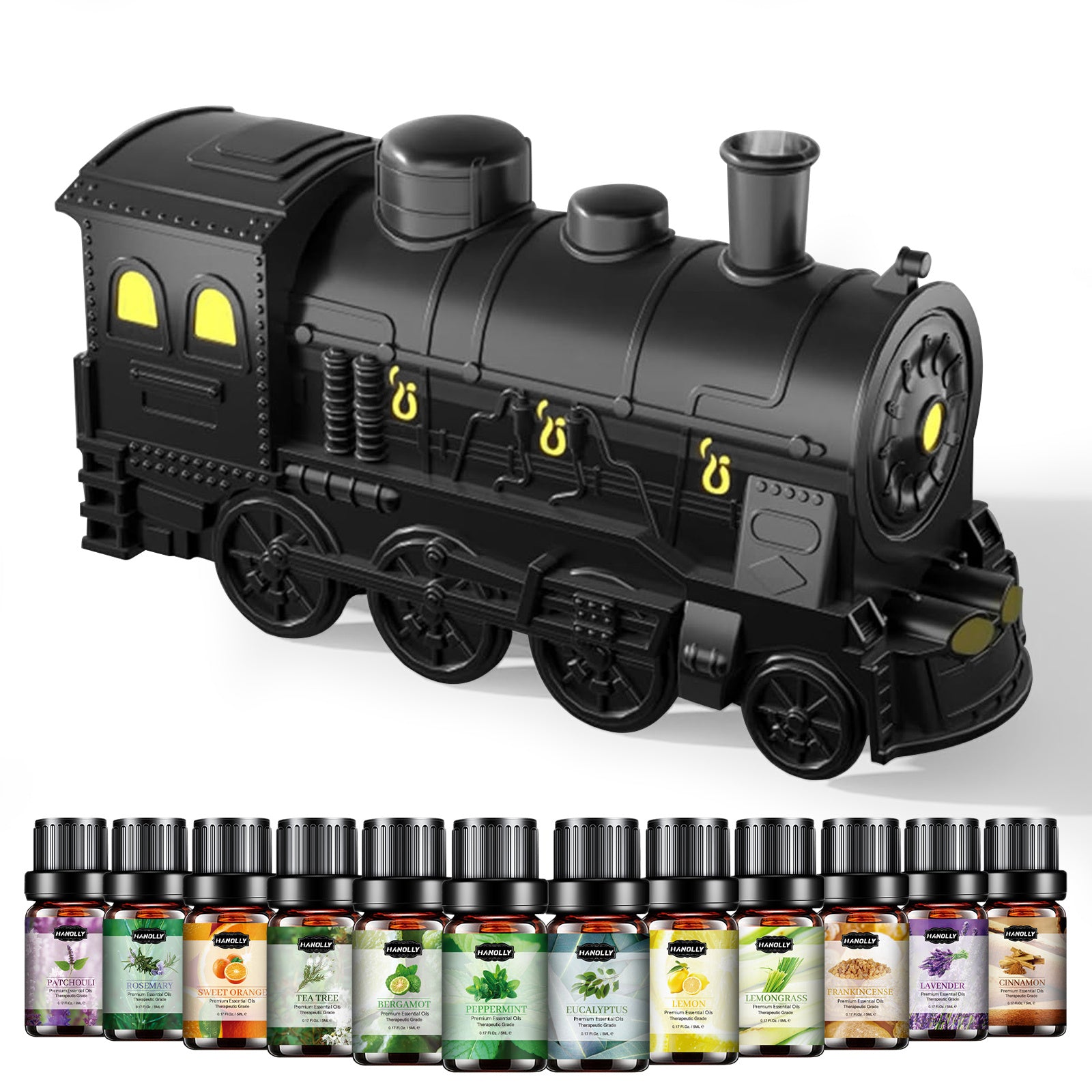 550ml (18.6 fl oz) Ultrasonic Essential Oil Diffuser with 12-Pack Oils, Remote, 7-Color LED & Timers — Large Aroma Humidifier for Bedroom Spa Yoga Hotel