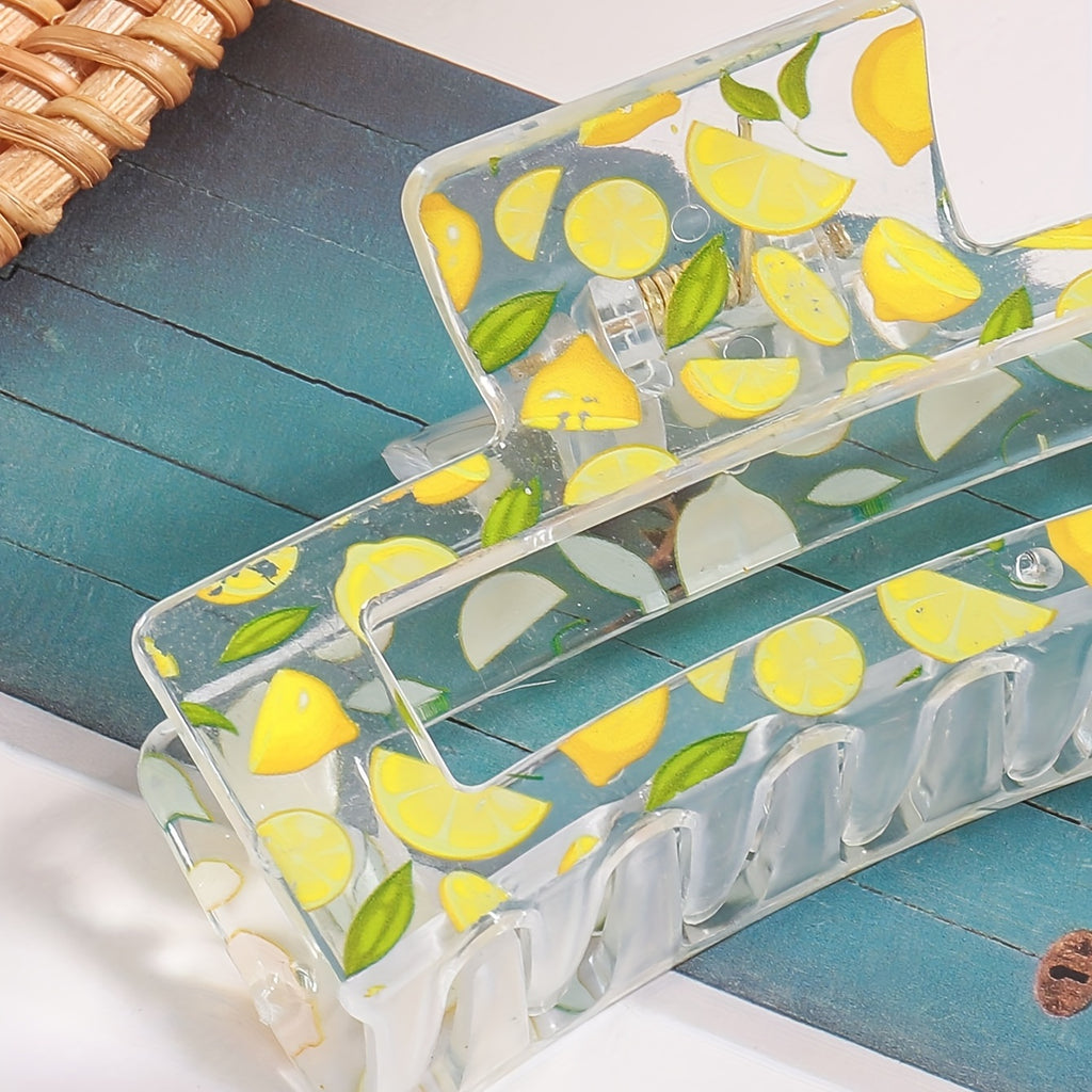 Transparent Lemon Flower Hair Claw Clip – Cute Minimalist Plastic Hair Clip for Women