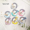 7-Piece Silicone Marble Bead Keychain Set with PU Tassels, Handmade Bag & Car Pendants, Gift for Her