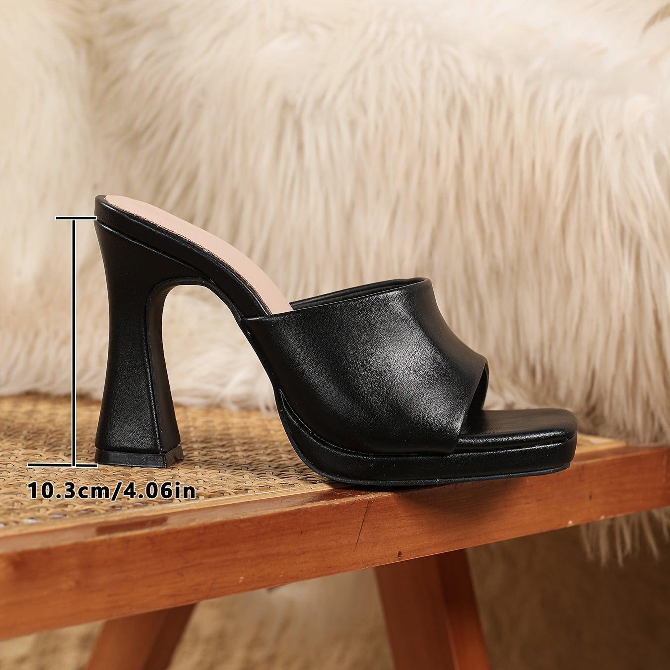 Women's White Square Toe Ankle-Strap High Heel Sandals – PU Upper, Thick Platform, Rubber Sole – Wedding & Party Shoes