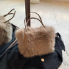 Plush Faux Fur Mini Handbag – Fluffy Cloud-Like Shoulder Purse with Magnetic Closure & Golden-Tone Accent (Beige, Coffee, Khaki, Pink, Black)