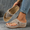 Women's Wedge Flip Flops with Arch Support - Breathable Outdoor Sandals, Soft PU Sole