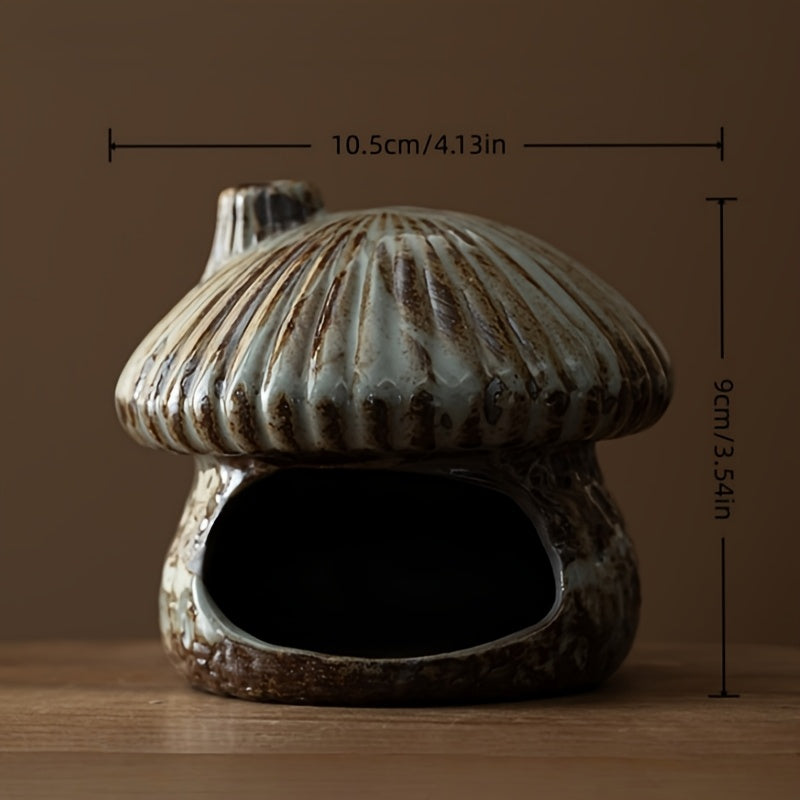 Mushroom Ceramic Essential Oil Burner - Mushroom House Aroma Diffuser & Fireproof Candle Holder