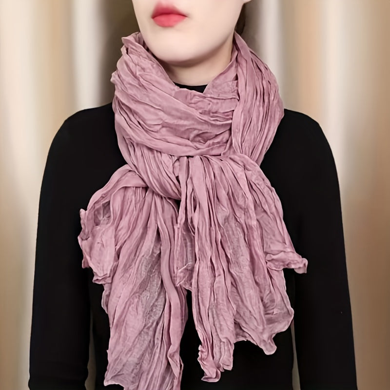 Solid Color Bali Yarn Scarf Thin Breathable Soft Shawl Versatile Travel Sunscreen Head Wrap