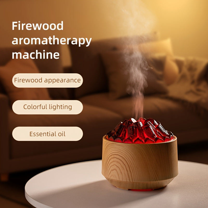 Campfire Desktop Humidifier & Aroma Diffuser — Soundwave Ultrasonic, Real Flame Effect, Dual Mist, Quiet USB Humidifier with LED Night Light & Auto Shut-Off (Black, Red, Purple, Green, Gold, Brown)