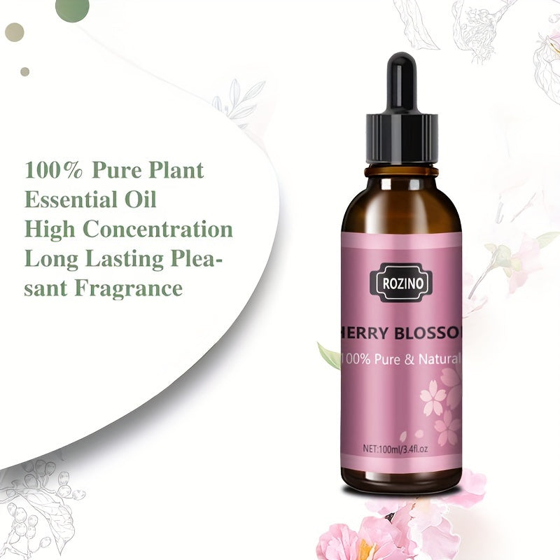 ROZINO 100% Pure Cherry Blossom Essential Oil – Plant Oil for Hair, Face & Body | Sensitive Skin Friendly (Dilute Before Use)