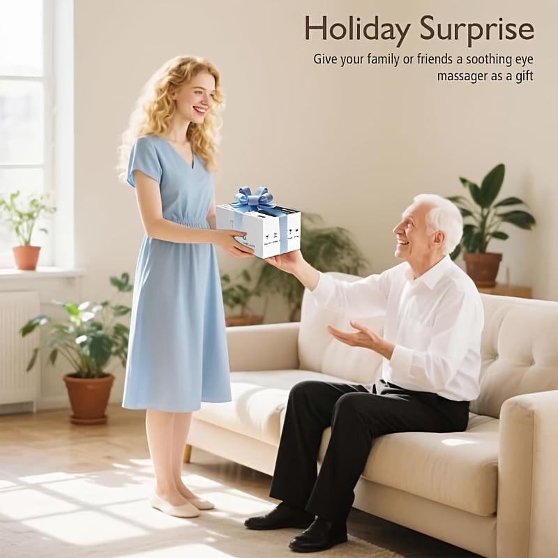 Foldable Eye Massager — Constant Temperature Hot Compress, Acupoint Vibration & Wireless Music, Breathable Silicone, Rechargeable Portable for Home & Office