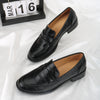 Women's Retro Penny Loafers – Slip-On Almond Toe PU Upper, Cushioned Non-Slip Rubber Sole, Elegant Dress Shoes for Weddings, Parties & Everyday