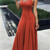 Women's Solid Color Knit Scoop Neck Sleeveless Fit and Flare Dress – All-Season Stretch Polyester (95% Polyester, 5% Elastane, 190 g/m²)