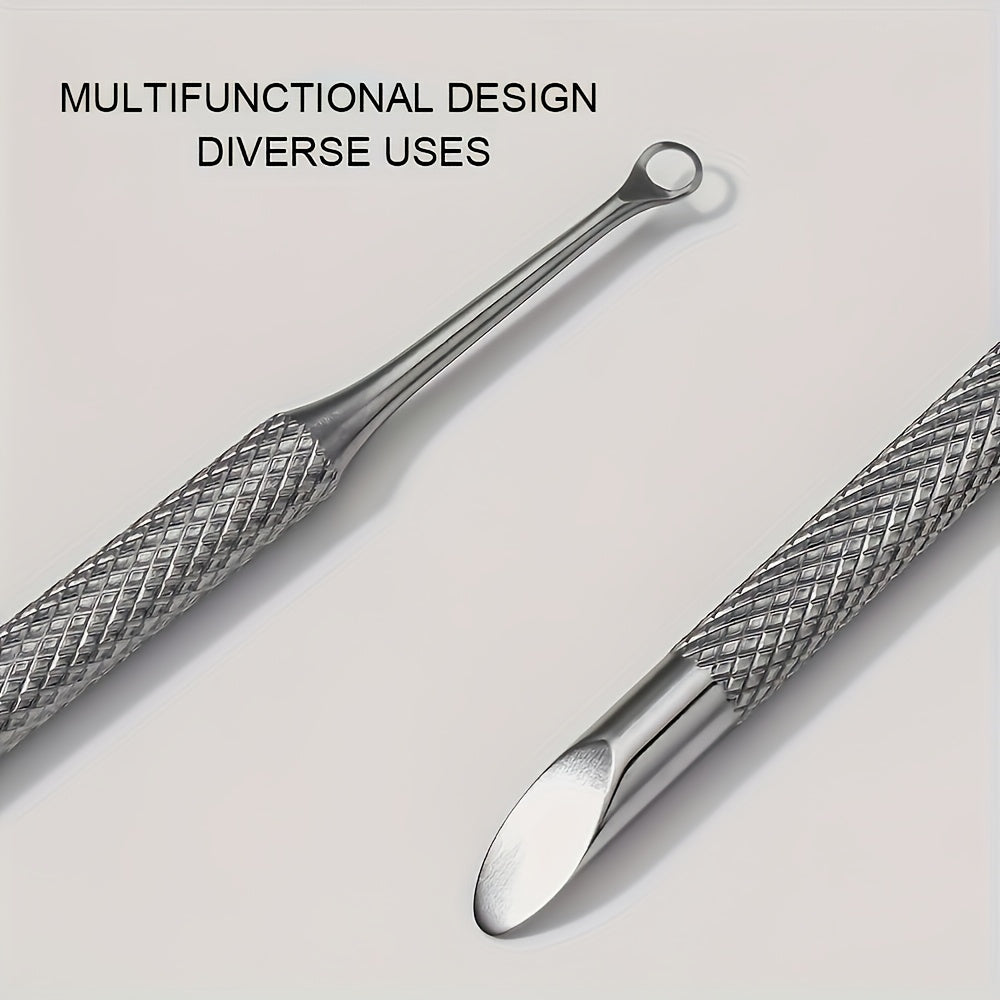 Stainless Steel Cuticle Pusher & Nail Care Tool - Dual-Ended Manicure & Pedicure Dead Skin Remover, Portable Durable