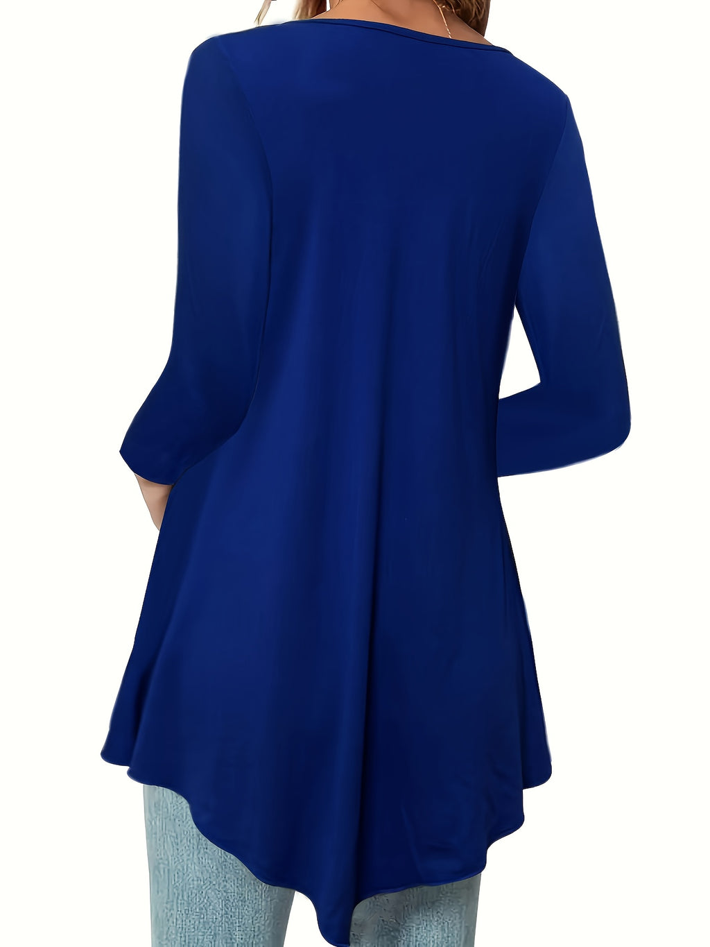 Women's Long Sleeve Peplum Top - Relaxed Fit Crew Neck Casual Blouse for Spring, Summer & Fall