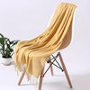 Elegant Tassel Scarf Shawl Wrap – Soft Faux Cashmere Feel, Solid Colors (White/Black/Red/Multi), 200 cm (79 in)