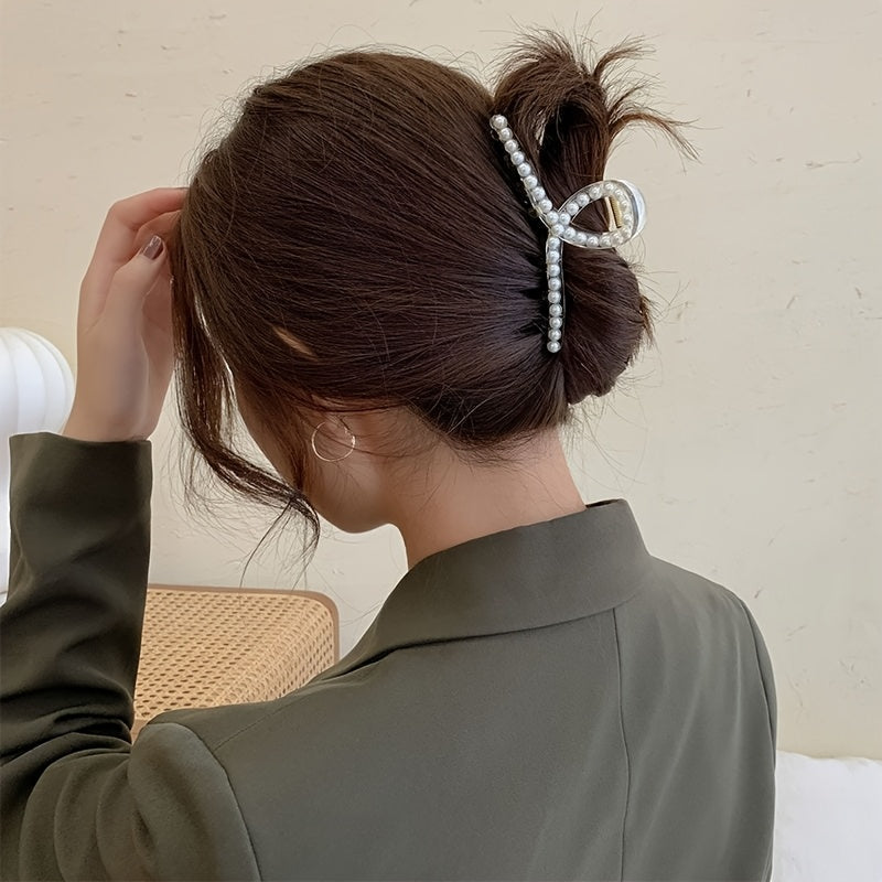 4-Pack Elegant Pearl Hair Clips for Women – Medium Strong-Grip Plastic Hairpins