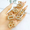 6-Pack Women's Metal Hair Claw Clips with Faux Pearls & Rhinestones, Elegant Boho Set
